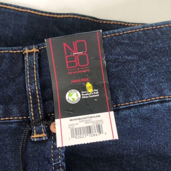 NO BO No Boundaries Plus High-Rise Flare Dark Wash Double Button Jean Size 21 - Picture 10 of 10